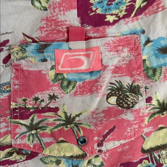 Old Navy Hawaiian Board Shorts Mens Pink Tropical Postcard Print Size 2 - Picture 5 of 10
